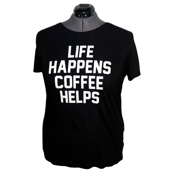 torrid Tops - Torrid Life Happens Black Slim Fit Crew Tee (Size 2)